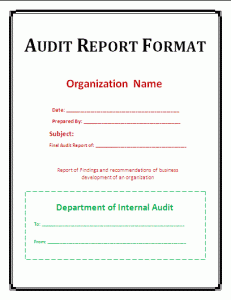 Sample Audit Report Format Template