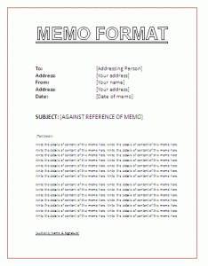 Sample Business Memo Format Template