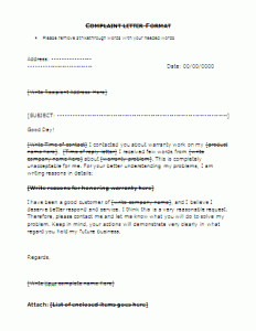 Complaint letter template