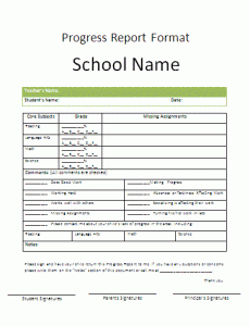 Sample Progress Report Format Template