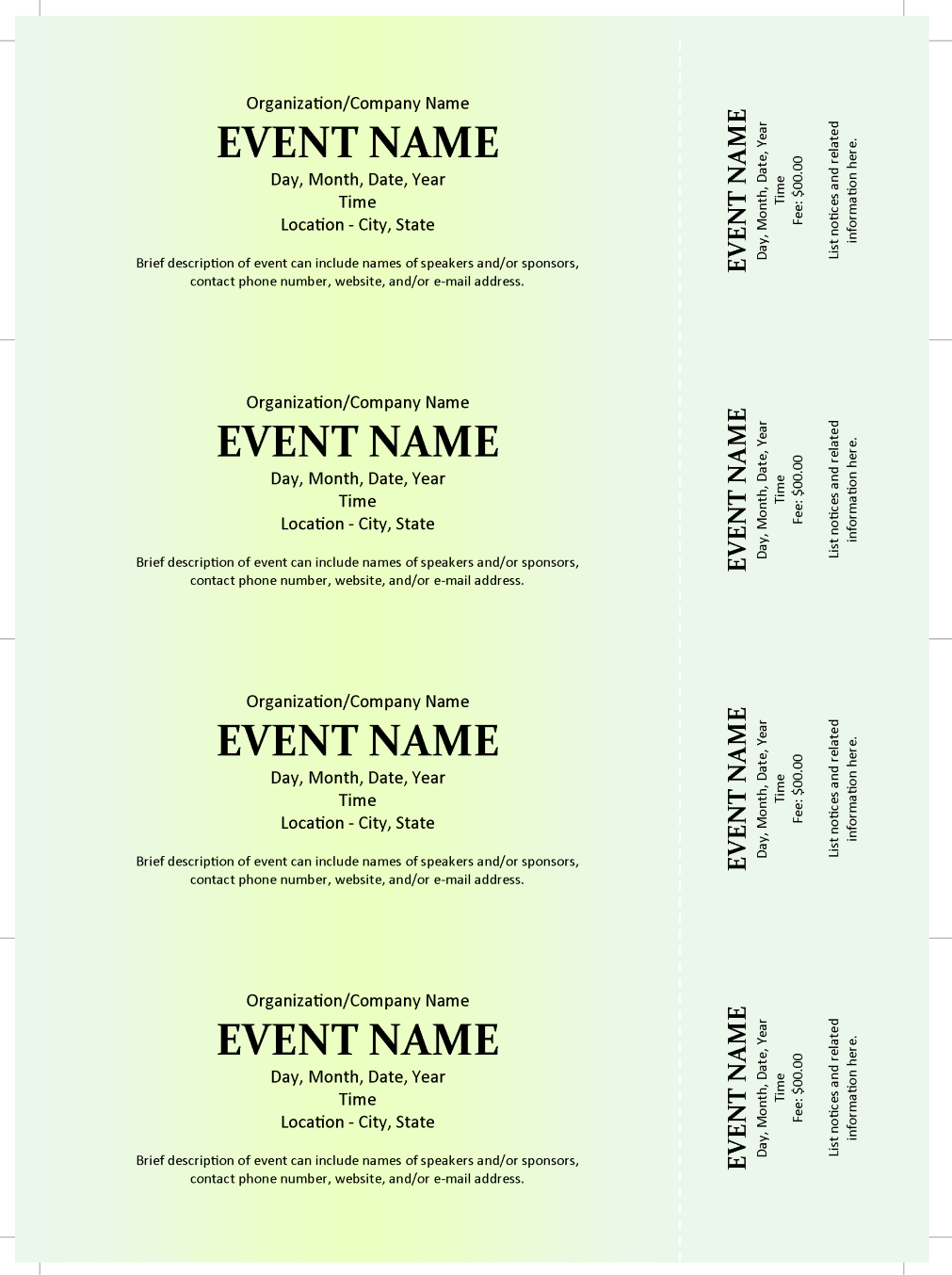 Printable Event Ticket Template