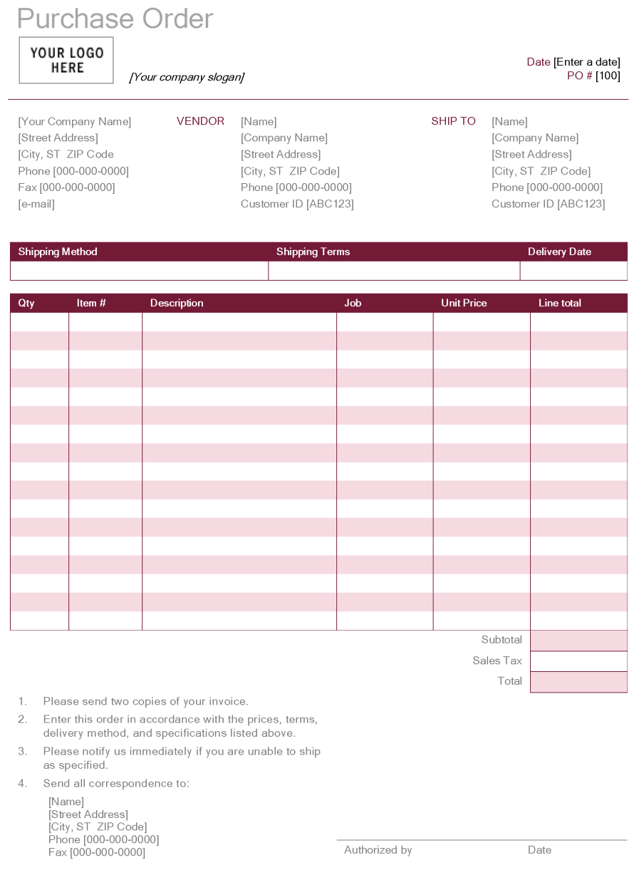 Purchase Order Template